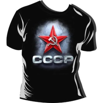Футболка "Советский Союз" чёрного цвета, с гимном (размер 50)